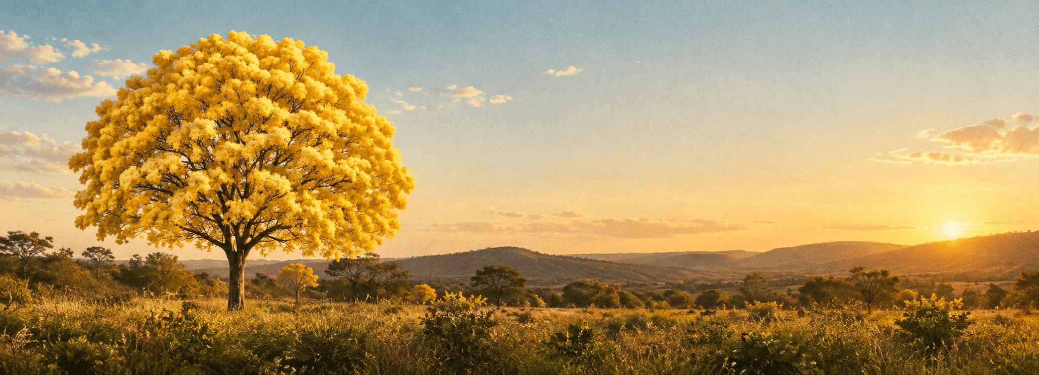 Paisagem do Cerrado ao entardecer